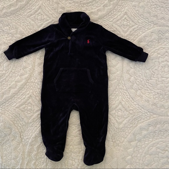 Ralph Lauren Other - Ralph Lauren Navy Blue Velvet outfit/onesie - 6 months